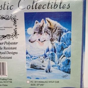 Vintage Y2K Howling Wolf Cub Wall Hanging Outdoor Flag Wolf Banner Artistic